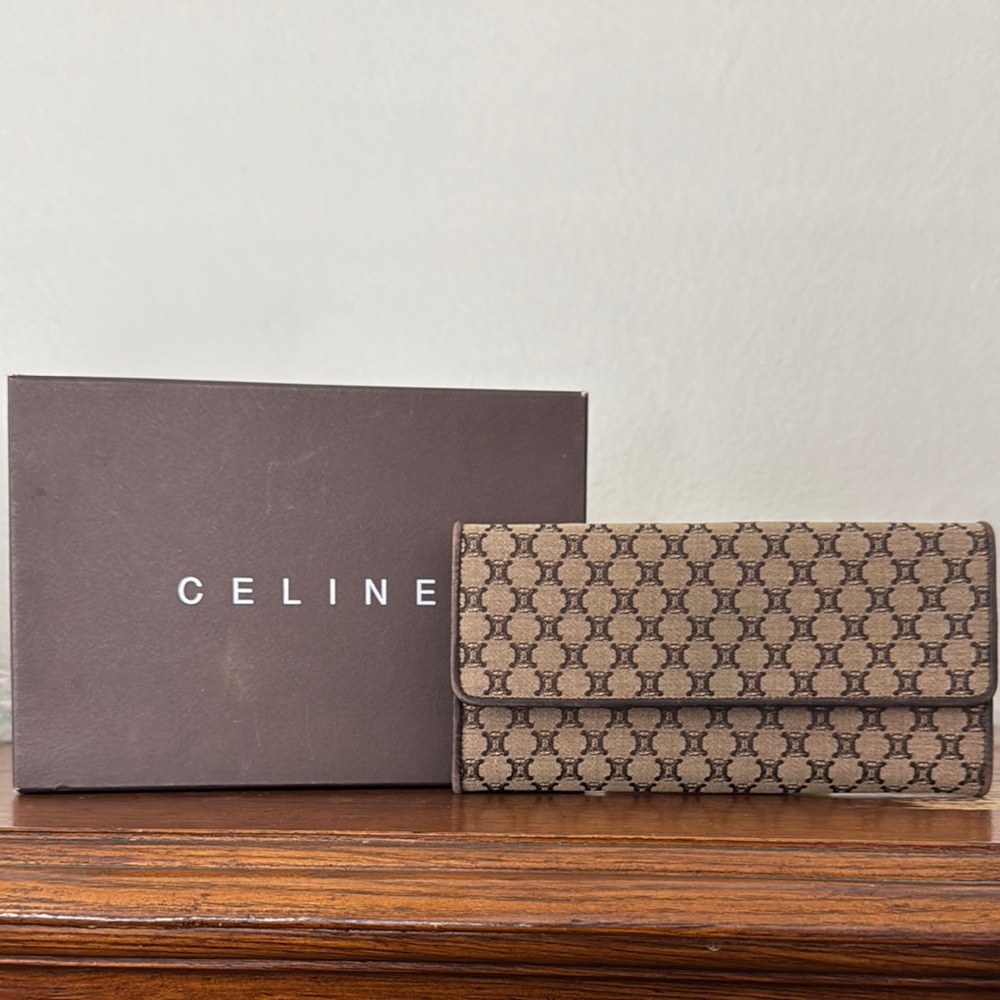 Celine Tan and Brown Vintage Wallet